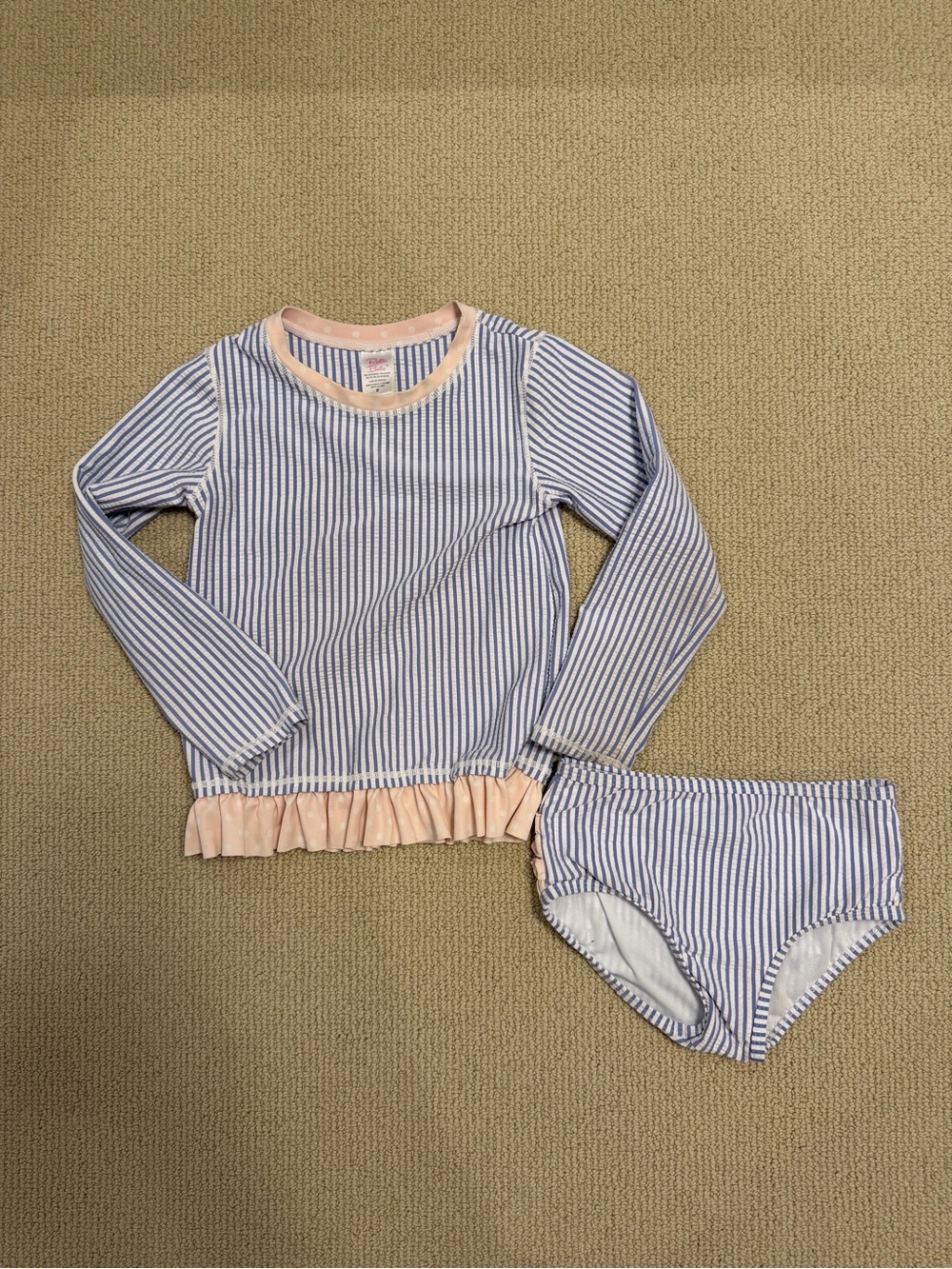 Ruffle Butts Navy & White Stripe Tankini: 5T